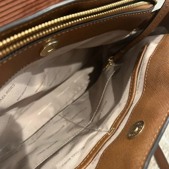 Michael Kors Brown Leather Purse with Gold Accents - Picture 6 of 10